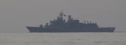 Turkish warship passing us off Mersin